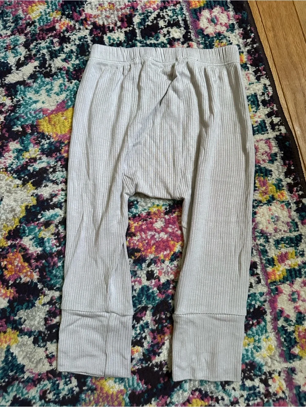 Kate Quinn Ribbed Modal Panda Pants Toddler 2T Gray Beige Taupe